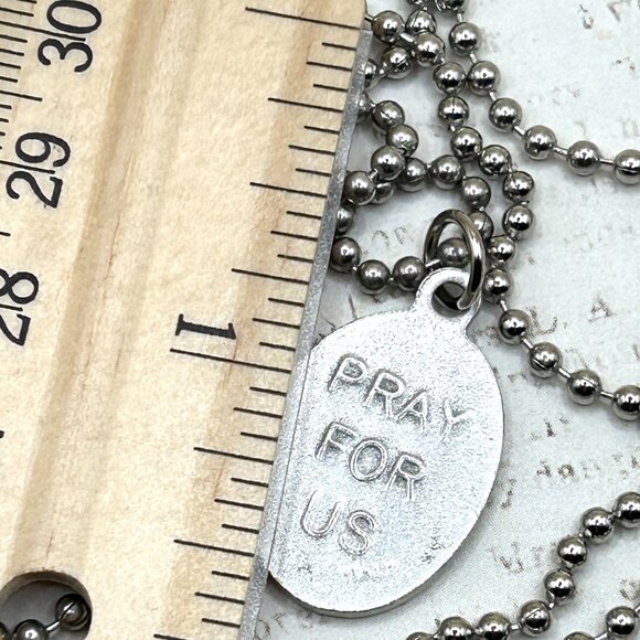 St. Saint Barbara Religious Medal Charm Pendant Long Steel Chain Necklace - Picture 9 of 9